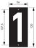 Plaque chiffre 1 à visser 56 x 130 mm fond noir THIRARD