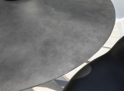 Table de jardin fixe FERRONE céramique verre imprimé 3D  gris ronde ø 150 cm - PROLOISIRS