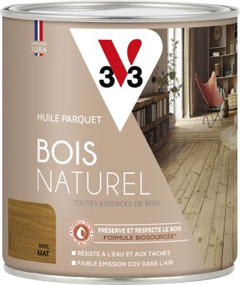 Huile parquet bois naturel miel mat 0,75 L - V33