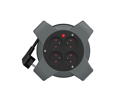 Mini enrouleur électrique 5m 4 prises noir/gris - LINK2HOME