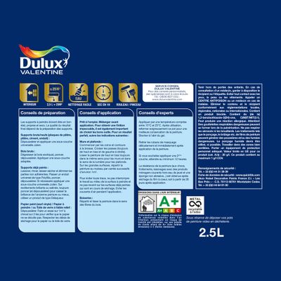 Peinture acrylique Haute Résistance Blanc mat 2,5 L - DULUX VALENTINE