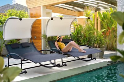 Bain de soleil double à bascule avec housse et toit protecteur WELNESS - GIVEX