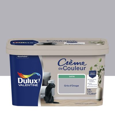 Peinture crème de couleur Gris d'Orage Satin 2,5 L - DULUX VALENTINE