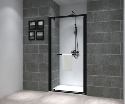 Porte de douche pivotante 100x195 cm profilé noir verre transparent 6 mm Serenity - OCEA