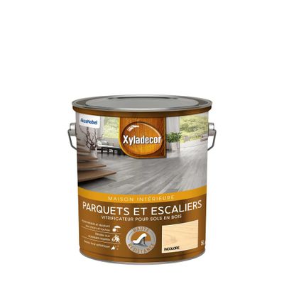 Vitrificateur pour sols en bois parquet et escaliers satin incolore 5L - XYLADECOR