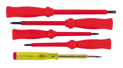 Tournevis électricien gainés 500V par 5 avec testeur - JP OUTILLAGE