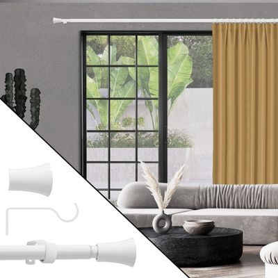 Kit de tringle à rideaux extensible en métal de 1.20 à 2.10 m diam 19 mm Finition Blanc brillant - MOBOIS