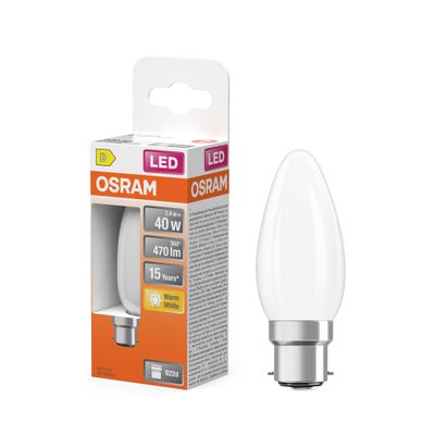 Ampoule LED B22 dépolie flamme 4 W = 470 lumens blanc chaud - OSRAM