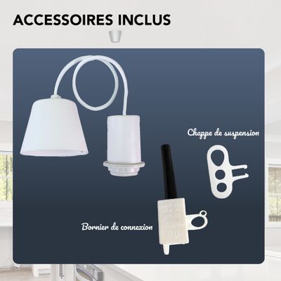 Monture plastique E27 pour suspension ou ampoule déco blanc - TIBELEC