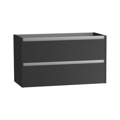 Caisson de salle de bains Thana 2 tiroirs L100 x H55 x P45 cm panneau de particules anthracite mat