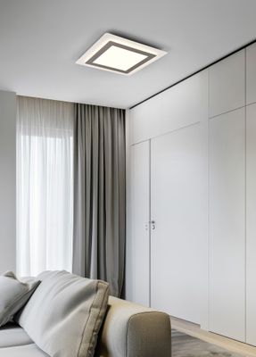 Plafonnier MORGAN carré nickel LED 46W 6000 lumens blanc dynamique CCT - TRIO