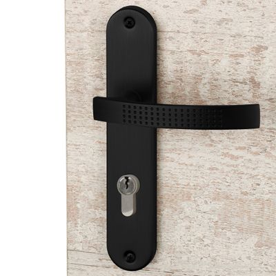 Poignées de porte sur plaques à cylindre Ibiza noir mat ALPERTEC