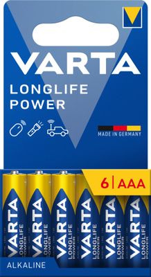 Piles alcalines LR03 (AAA) Longlife Power  par 6 - VARTA