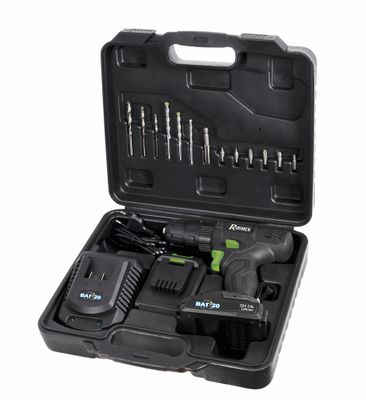 Perceuse-visseuse à percussion 20 V avec 2 batteries 2.0 Ah, chargeur et accessoires RBAT20 - RIBIMEX