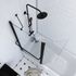 Pare-baignoire pivotant avec porte-serviette 130x105 cm profilé noir verre transparent Ibiza - AURLANE