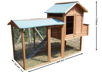 Poulailler en bois bi corps 2,13 m² double toit bitumé, Livraison à domicile incluse - HABRITA