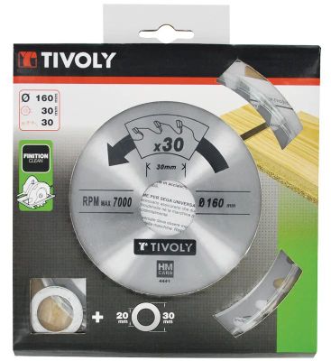 Lame pour scie circulaire de finition 30 dents diamètre 160 mm alésage 30 mm TIVOLY