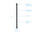 Barre de fixation plafond noire 60 cm redécoupable paroi de douche AURLANE