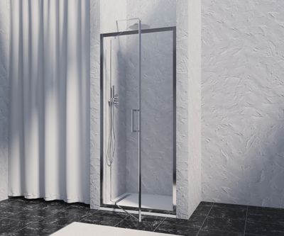 Porte de douche pivotante 90x200 cm profilé chrome verre transparent 8 mm Signature - OCEA