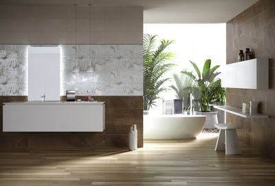 Faïence blanche murale intérieur effet ciment CRETE cuivre ép 8 mm 25 x 75 cm  1,50 pqt/m² HERBERIA