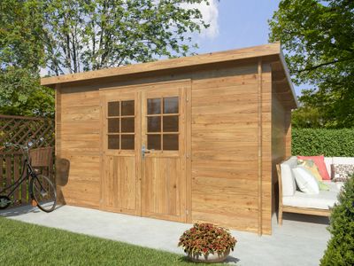 Abri de jardin en bois autoclave marron Alice - 12,2 m² hors-tout - Livraison à domicile incluse - PALMAKO