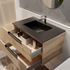Meuble de salle de bains Loft 2 tiroirs L60 x H50 x P45 cm MDF chêne naturel + vasque céramique noire - AURLANE