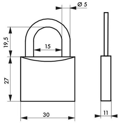 Cadenas à clé largeur 30 mm par 4 THIRARD