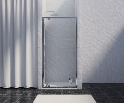 Porte de douche pivotante 100x200 cm profilé chrome verre transparent 8 mm Signature - OCEA
