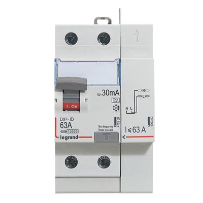 Interrupteur différentiel type A 63A 30mA 2 pôles bornes à vis/automatiques - DX3 LEGRAND