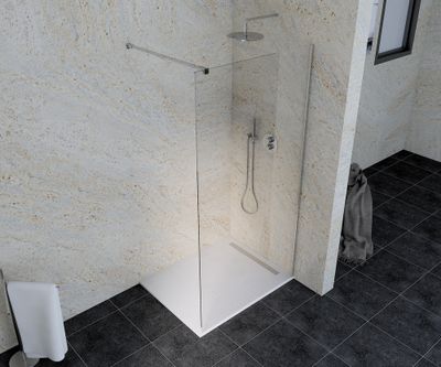 Paroi de douche à l'italienne 100x195 cm profilé chrome verre transparent 6 mm Serenity - OCEA