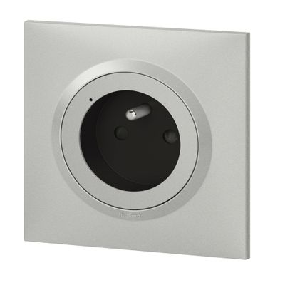 Prise électrique connectée encastrable avec terre + plaque Aluminium - Dooxie with Netatmo LEGRAND