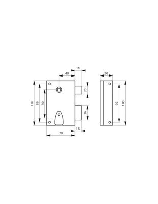 Serrure en applique verticale 4 gorges à fouillot 70 x 110 mm droite 2 clés THIRARD