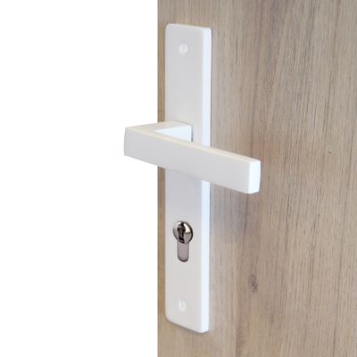 Poignées de porte sur plaque à cylindre Joffrin blanc mat LINEA BERTOMANI