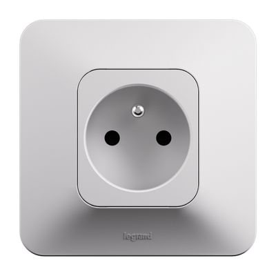 Prise électrique encastrable avec terre Blanc - Neptune LEGRAND