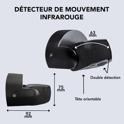 Détecteur de mouvement infrarouge noir IP65 - TIBELEC