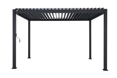 Pergola bioclimatique manuelle 3x4m structure aluminium ventelles acier