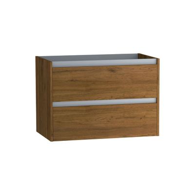 Caisson de salle de bains Thana 2 tiroirs L80 x H55 x P45 cm panneau de particules vieux chêne