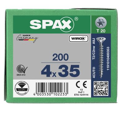 Vis tête fraisée T-star 4 x 35 mm par 200 SPAX