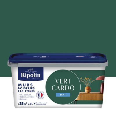Peinture murs, boiseries et radiateurs vert cardo mat 2,5 L - RIPOLIN