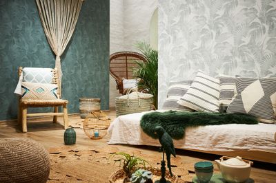 Papier peint pré-encollé expansé effet palm cosy vert 53 cm x 10 m AS CREATION