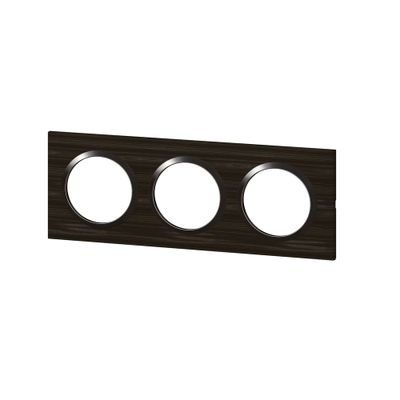 Plaque de finition 3 postes carrée Effet bois ébène - Dooxie LEGRAND