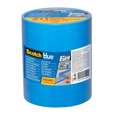 Ruban de masquage multi-surfaces 41 m x 48 mm en lot de 2 rouleaux + 1 gratuit SCOTCH