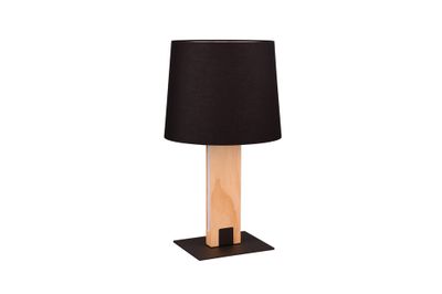 Lampe à poser E27 Rahul noir et bois  40W - TRIO