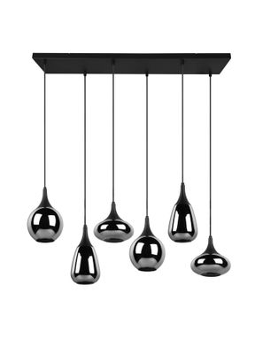 Suspension E14 Lumina noir et verre chromé 6x40W - TRIO