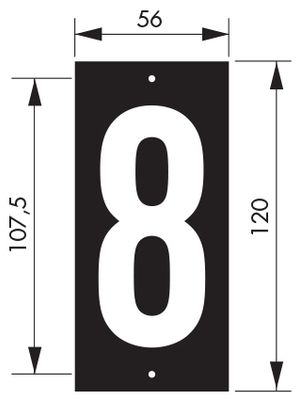 Plaque chiffre 8  à visser 56 x 130 mm fond noir THIRARD