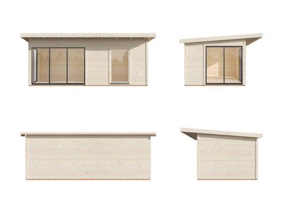 Studio de jardin en bois Andrea avec baies coulissantes double vitrage - 25,7 m² hors-tout - Livraison à domicile - PALMAKO