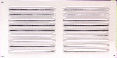 Grille à persiennes aluminium Blanc avec moustiquaire 300 x 150 mm