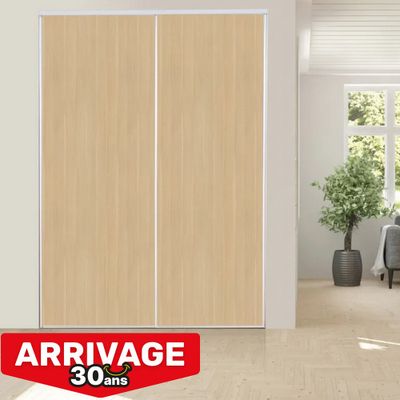 Portes de placard coulissantes chêne 2 vantaux H 2,50 m x L 1,80 m OPTIMUM