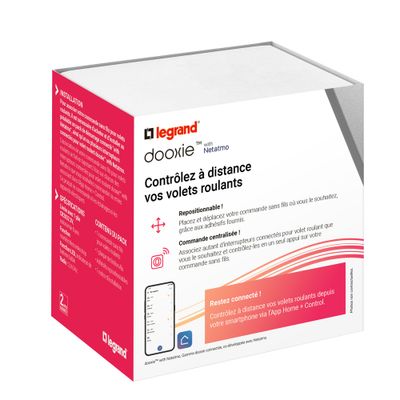 Commande volet roulant connectée sans fil + plaque Aluminium - Dooxie with Netatmo LEGRAND