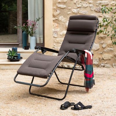 Fauteuil relax matelassé zéro gravité marron taupe RSX CLIP -LAFUMA